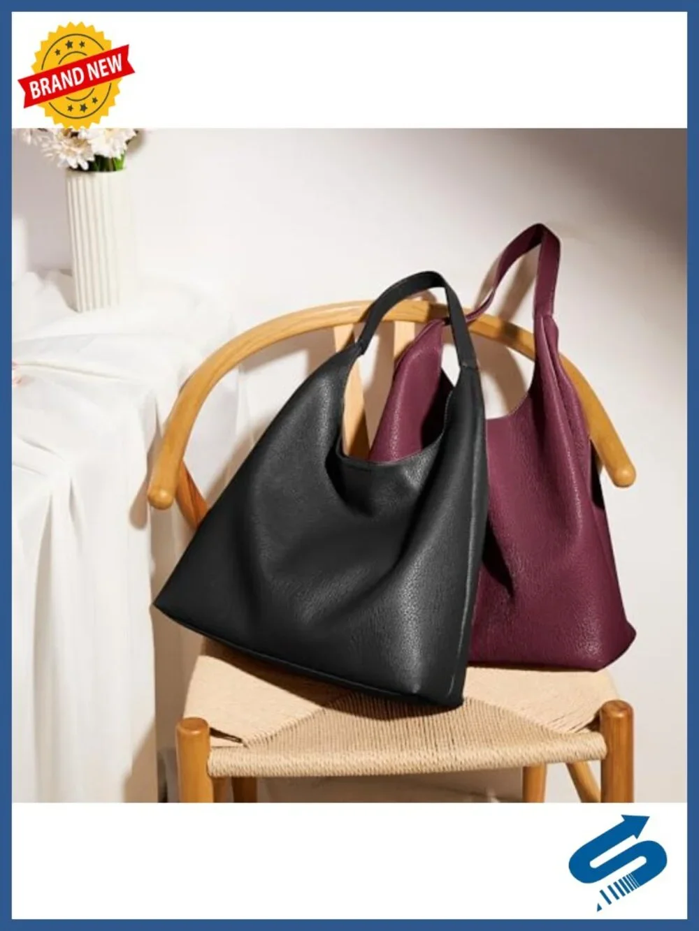 Slouchy Hobo Bag Vegan Leather Suede Tote Shoulder Bag Weekender